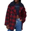 Tommy Jeans Womens Plaid Polyester Pea Coat In Multi