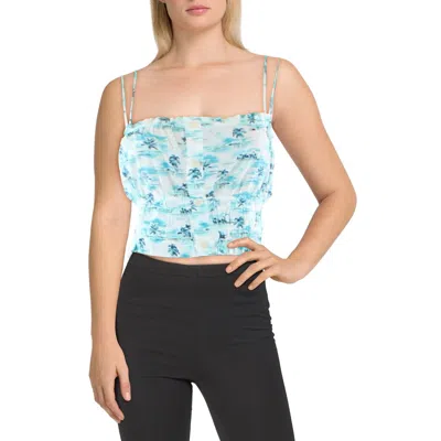 Tommy Jeans Womens Printed Smocked Tank Top In Multi