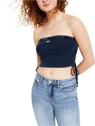 Tommy Jeans Womens Ribbed Halter Top Strapless Top In Blue