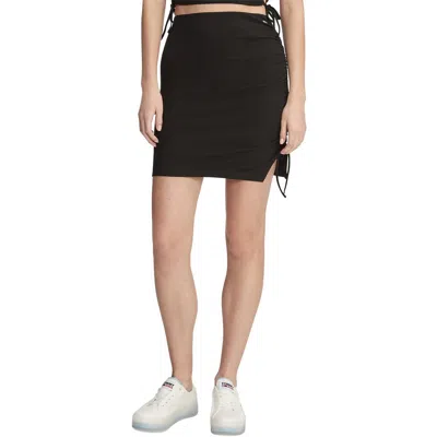 Tommy Jeans Womens Ribbed Polyester Asymmetrical Skirt In Black