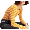 Tommy Jeans Womens Striped Ribbed T-shirt In Multi