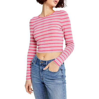 Tommy Jeans Womens Striped Ribbed T-shirt In Pink