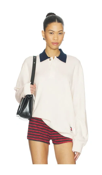 Tommy Jeans Woven Long Sleeve Rugby In White