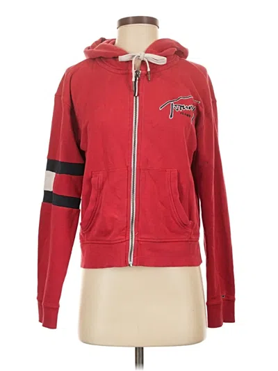Pre-owned Tommy Jeans Zip Up Hoodie In Red