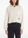 Tommy Jeans Zip-up Logo Hoodie In Neutral