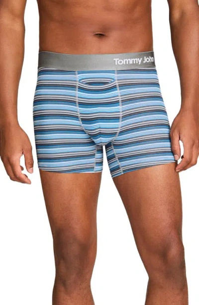 Tommy John 2-pack Cool Cotton 4-inch Boxer Briefs In Micro Chip Stripe/ Black