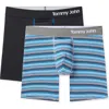 Tommy John 2-pack Cool Cotton 6-inch Boxer Briefs In Jumbo Sky Bud/ Black