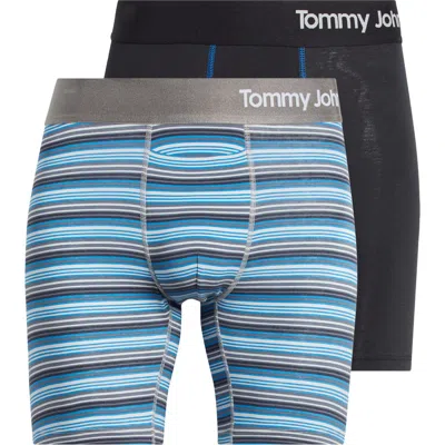 Tommy John 2-pack Cool Cotton 6-inch Boxer Briefs In Micro Chip Stripe/black