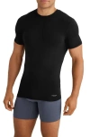 Tommy John 3-pack Second Skin Stay Tucked Crewneck Undershirts In Black