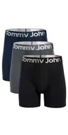 Tommy John 360 Sport 6 Boxer Briefs 3 Pack Turbulence/dress Blues/black In Black