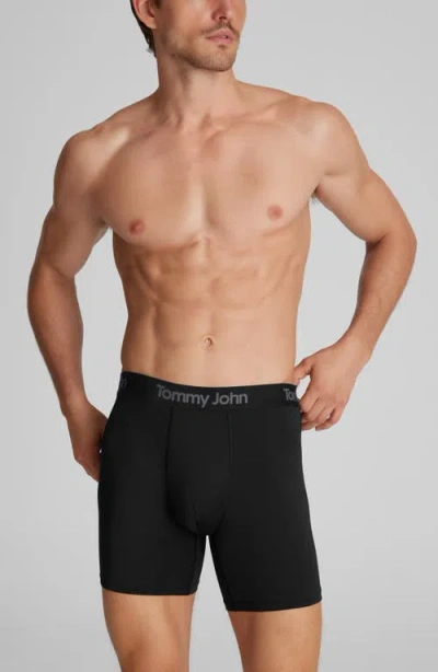 Tommy John Second Skin Luxe Rib 6-inch Boxer Briefs In Black