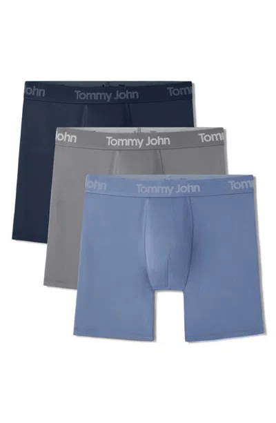 Tommy John 3-pack Air Cool Mesh Boxer Briefs In Dress Blues/q Shade/c Blue