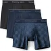 Tommy John Assorted 3-pack Second Skin 4-inch Stretch Modal Boxer Briefs In Blue