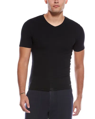 Tommy John 3-pack Second Skin Stay Tucked V-neck Undershirts In Black