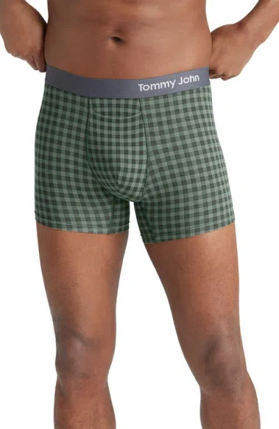 Tommy John 4-inch Cool Cotton Boxer Briefs In Sea Spray Checkmate