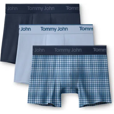 Tommy John Assorted 3-pack Second Skin 4-inch Stretch Modal Boxer Briefs In Blue