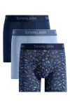 Tommy John Assorted 3-pack Second Skin 4-inch Stretch Modal Boxer Briefs In Blue