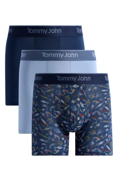 Tommy John Assorted 3-pack Second Skin 4-inch Stretch Modal Boxer Briefs In Blue
