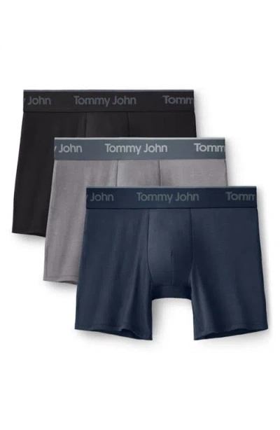 Tommy John Assorted 3-pack Second Skin 4-inch Stretch Modal Boxer Briefs In Blue