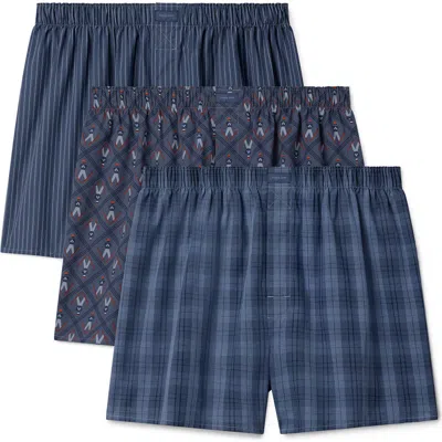 Tommy John Assorted 3-pack Woven Cotton Boxers In Cpso/sjvi/mpo