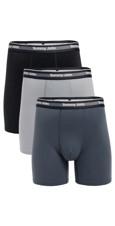 Tommy John Comfort Micro 6 Boxer Briefs 3 Pack Black/turbulence/monument