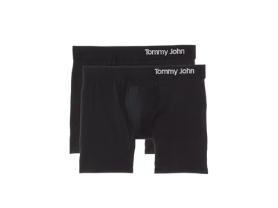 Tommy John Cool Cotton 6 Boxer Brief 2-pack Men's Underwear Black Double: 2xl (44-46" Waist), Cotton/spandex