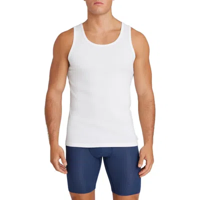 Tommy John Cool Stretch Cotton Rib Tank Top In White