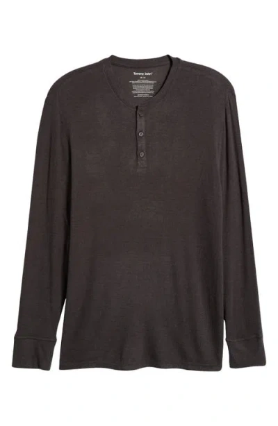 Tommy John Long Sleeve Henley Lounge Shirt In Charcoal Heather