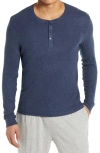 Tommy John Long Sleeve Henley Lounge Shirt In Dress Blues Heather