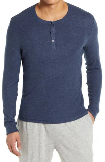Tommy John Long Sleeve Henley Lounge Shirt In Dress Blues