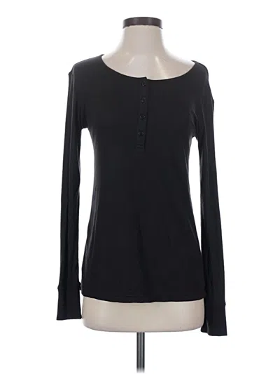 Pre-owned Tommy John Long Sleeve Henley Shirt In Black