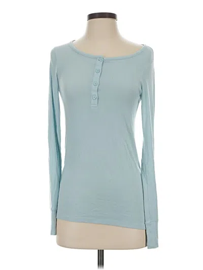 Pre-owned Tommy John Long Sleeve Top Teal Scoop Neck Tops In Blue