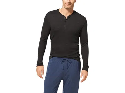 Tommy John Lounge Long Sleeve Henley In Black