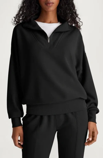 Tommy John Luxe Traveler Knit Quarter Zip Pullover In Black