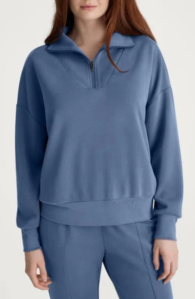 Tommy John Luxe Traveler Knit Quarter Zip Pullover In Blue