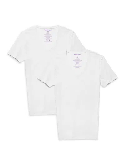 Tommy John Men's 2 Pack Deep V Neck Undershirts In White