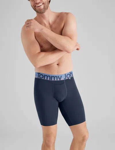 Tommy John Men's 360 Sport Boxer Brief 8" In Blue/super Fan Wb