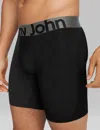 Tommy John Men's 360 Sport Mid-length Boxer Brief 6" In Black