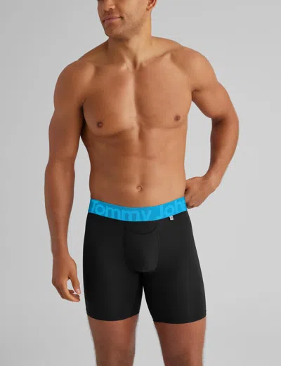 Tommy John Men's 360 Sport Mid-length Boxer Brief 6" In Black