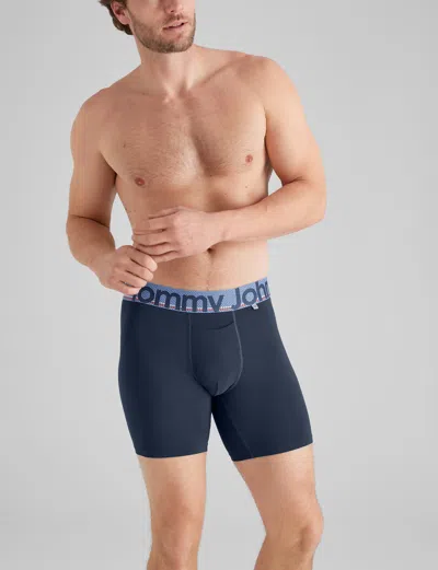 Tommy John Men's 360 Sport Mid-length Boxer Brief 6" In Blue/super Fan Wb