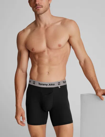 Tommy John Men's Air Mid-length Boxer Brief 6" In Black