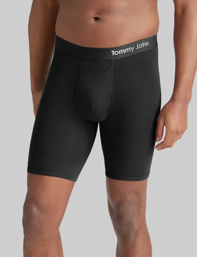 Tommy John Men's Cool Cotton Boxer Brief 8" In Black