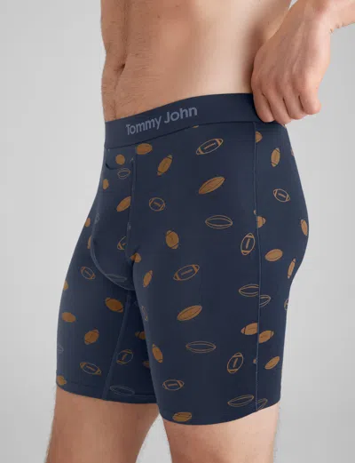 Tommy John Men's Cool Cotton Boxer Brief 8" In Blue Kickoff