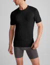 Tommy John Men's Cool Cotton Crew Neck Stay-tucked Undershirt In Black