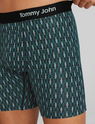 Tommy John Men's Cool Cotton Mid-length Boxer Brief 6" In Green