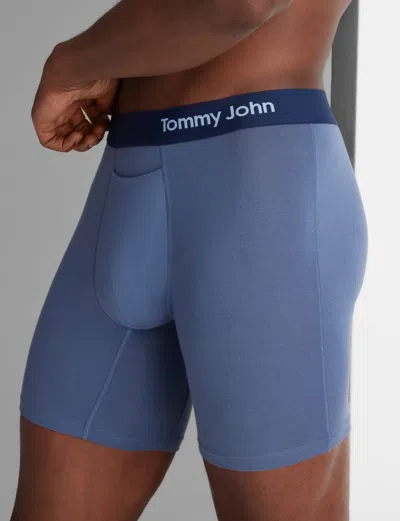 Tommy John Men's Cool Cotton Mid-length Boxer Brief 6" In Blue