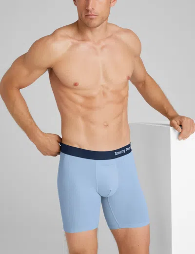 Tommy John Men's Cool Cotton Mid-length Boxer Brief 6" In Blue