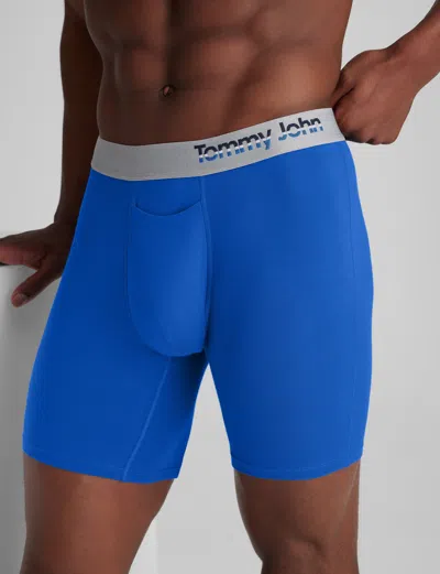 Tommy John Men's Cool Cotton Mid-length Boxer Brief 6" In Blue