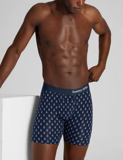 Tommy John Men's Cool Cotton Mid-length Boxer Brief 6" In Blue