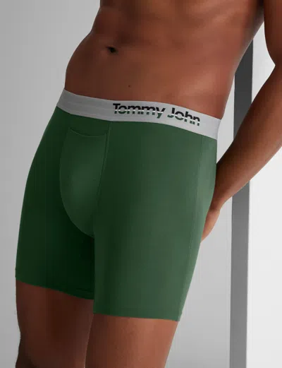 Tommy John Men's Cool Cotton Mid-length Boxer Brief 6" In Green